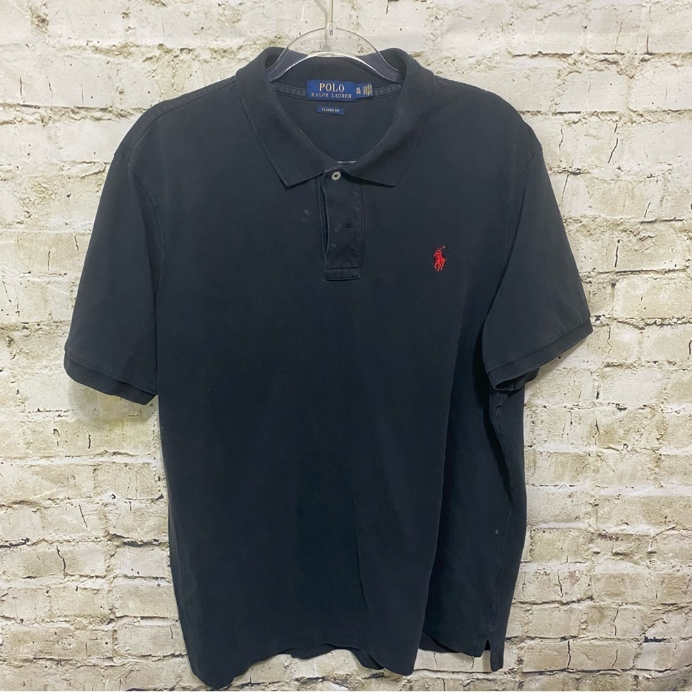 Polo Ralph Lauren Black Red Pony Classic Fit Cotton Polo Shirt